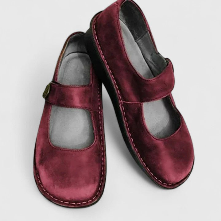 Ballerines Mary Jane avec bride velcro et détail de couture contrastée