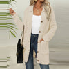 Women's Longline Button-Up Teddy Jacket with Front Pockets and Textured Finish
