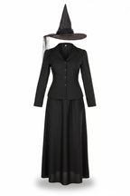 Women's Witch Halloween Costume with Button Jacket, Skirt and Hat