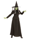 Costume d’Halloween de sorcière pour femme avec veste boutonnée, jupe et chapeau