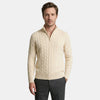 Men’s Cable Knit Quarter Zip Sweater Cotton Blend Pullover