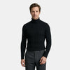 Men’s Cable Knit Turtleneck Sweater Black Slim Fit Pullover