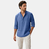 Men's Relaxed Fit Henley Shirt with Button Placket