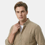 Men's Long Sleeve Button-Up Shirt with Chest Pocket