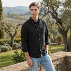 Men's Long Sleeve Button-Up Shirt with Chest Pocket