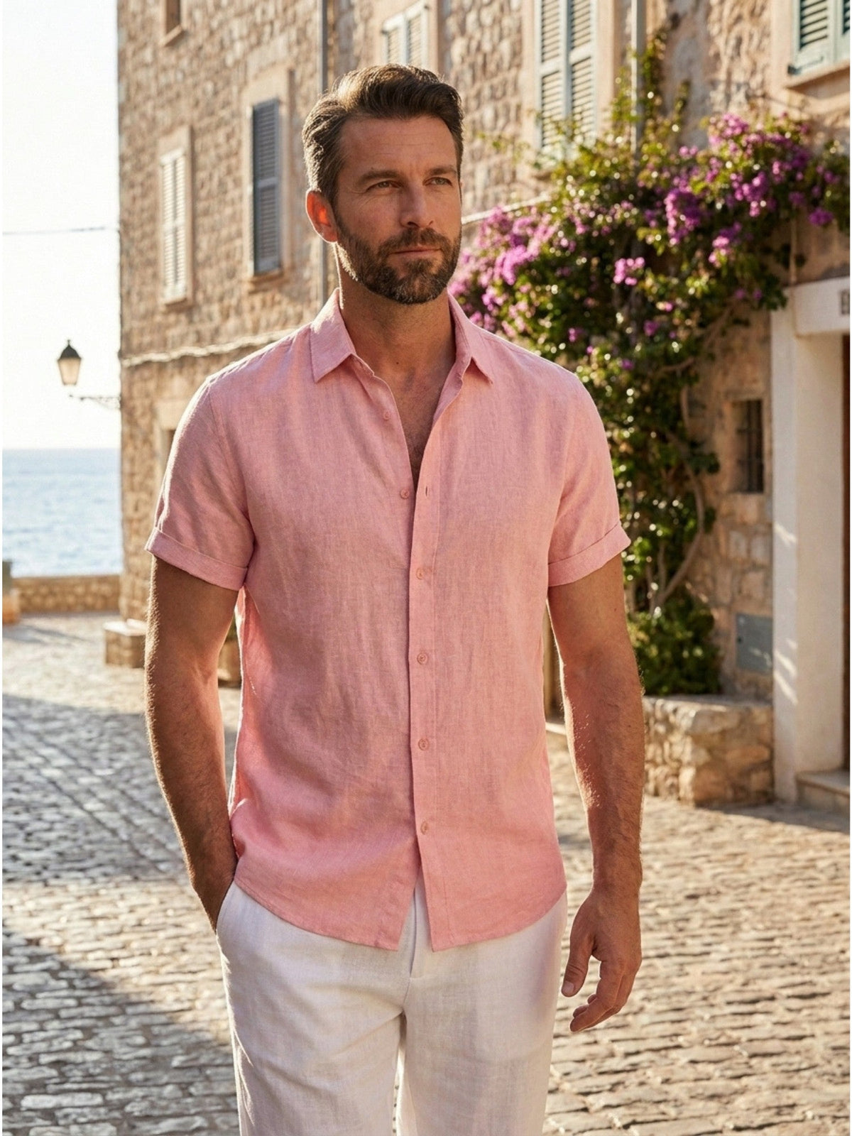 Men's Short Sleeve Button-Up Summer Shirt