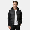 Men’s Black Hybrid Puffer Jacket Lightweight Hooded Winter Coat