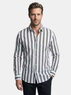 Chemise rayée pour homme à boutons avec manches longues