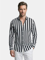 Chemise rayée pour homme à boutons avec manches longues