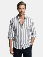 Chemise rayée pour homme à boutons avec manches longues