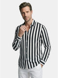 Chemise rayée pour homme à boutons avec manches longues