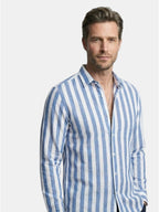 Chemise rayée pour homme à boutons avec manches longues