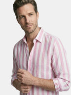 Chemise rayée pour homme à boutons avec manches longues