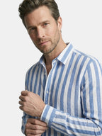 Chemise rayée pour homme à boutons avec manches longues