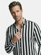 Chemise rayée pour homme à boutons avec manches longues