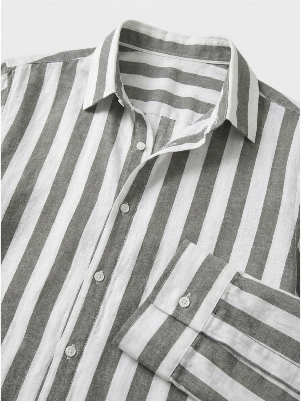 Chemise rayée pour homme à boutons avec manches longues