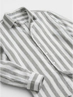 Chemise rayée pour homme à boutons avec manches longues
