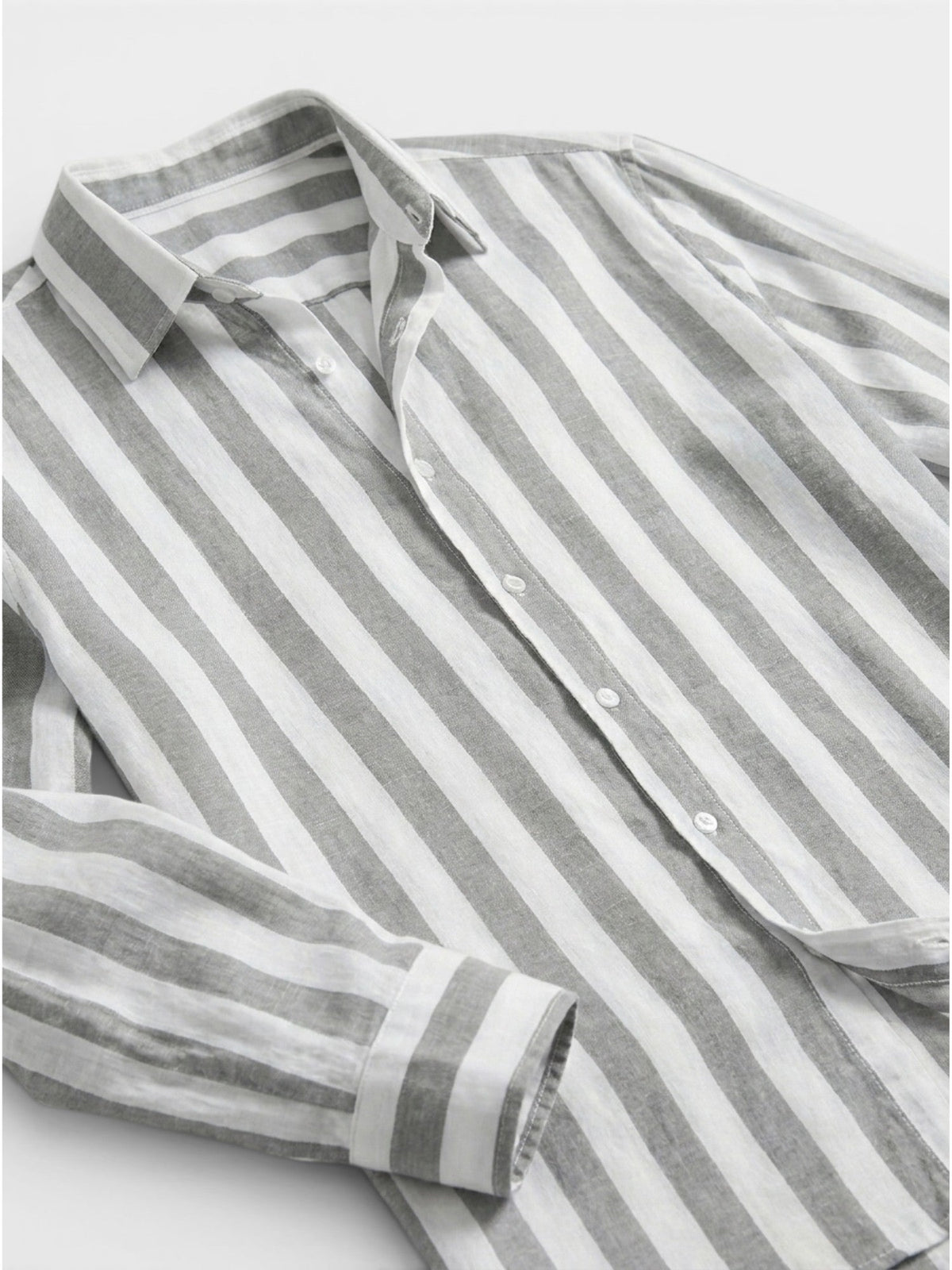 Chemise rayée pour homme à boutons avec manches longues