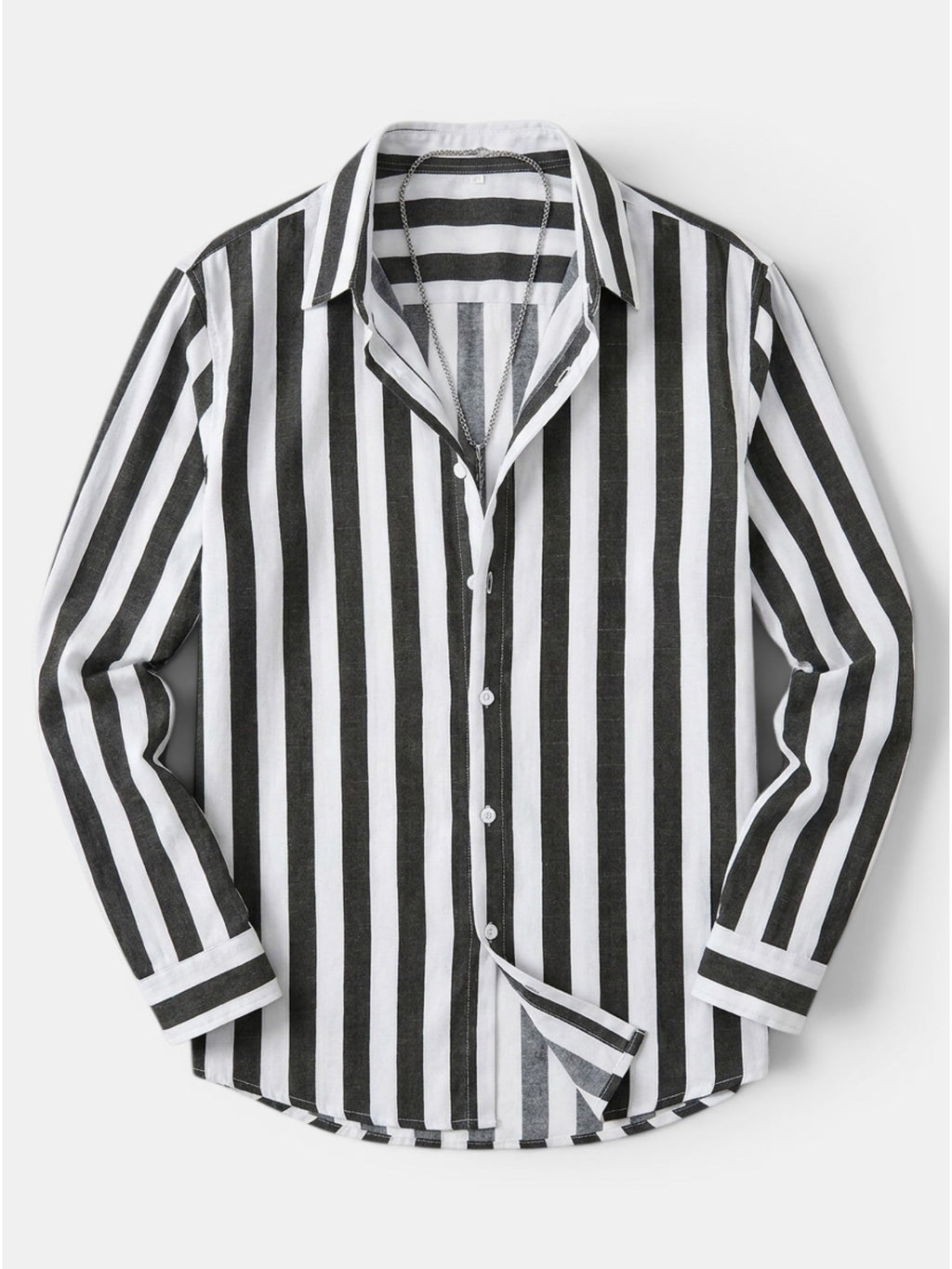 Chemise rayée pour homme à boutons avec manches longues