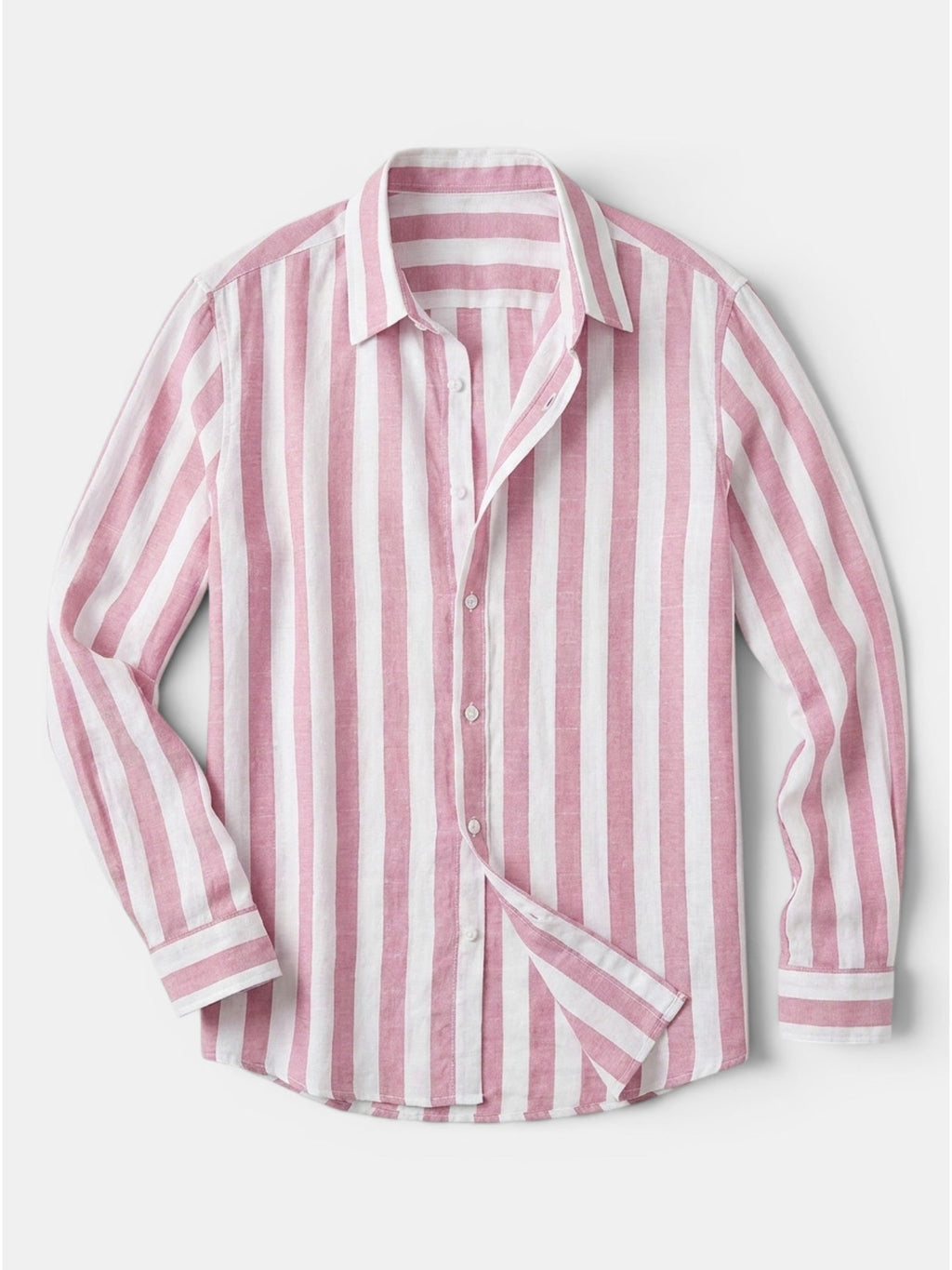 Chemise rayée pour homme à boutons avec manches longues