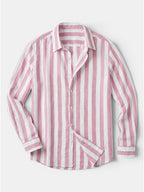 Chemise rayée pour homme à boutons avec manches longues
