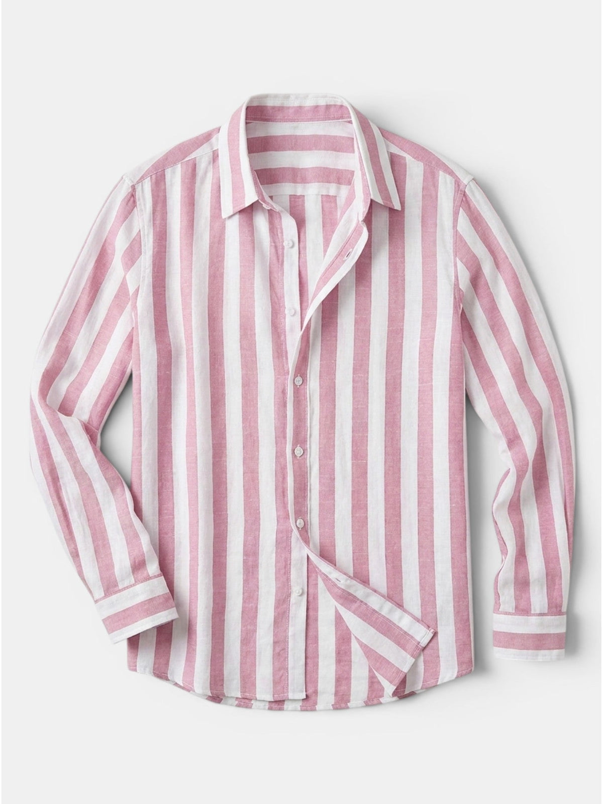 Chemise rayée pour homme à boutons avec manches longues