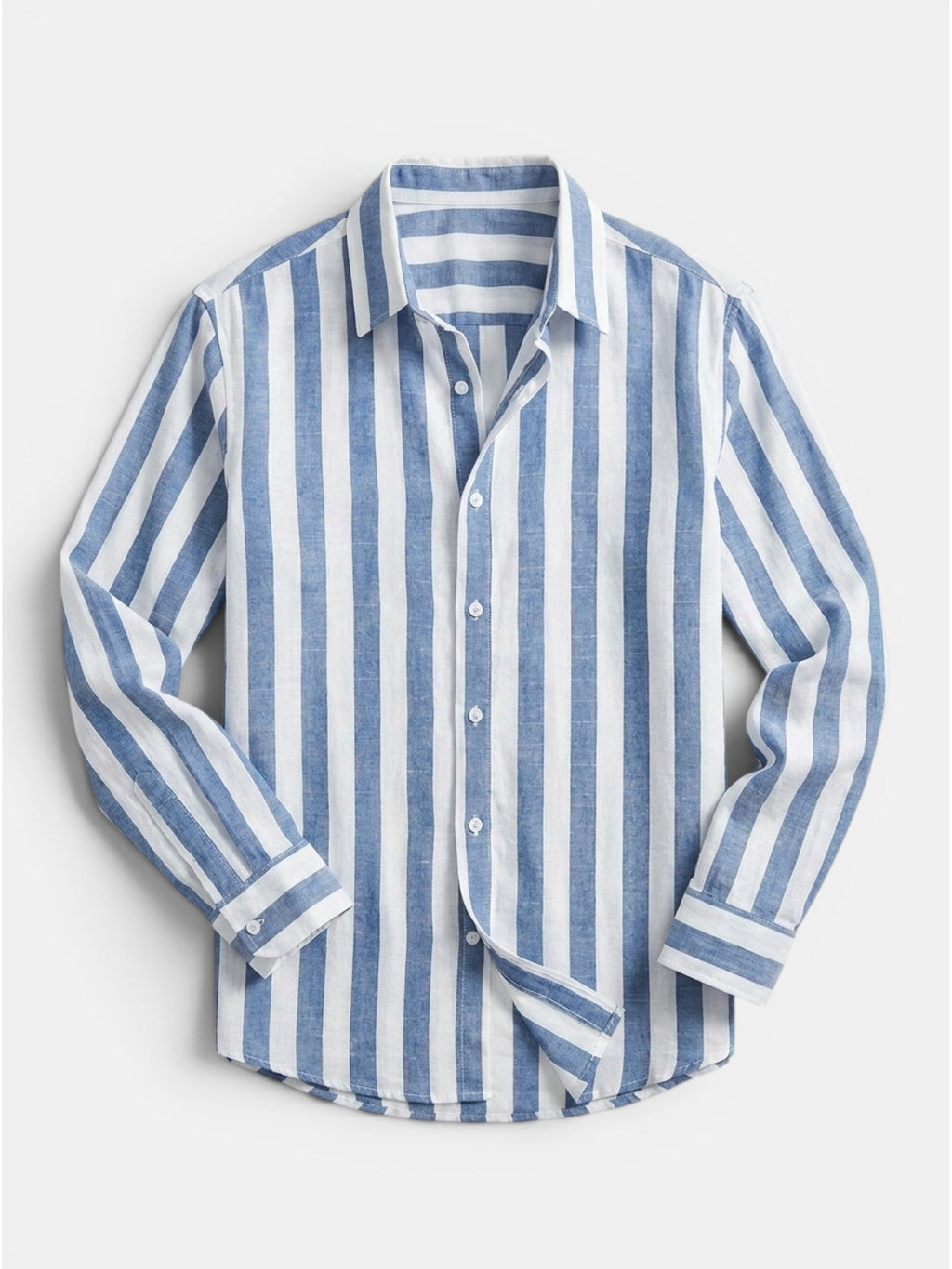 Chemise rayée pour homme à boutons avec manches longues