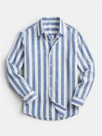 Chemise rayée pour homme à boutons avec manches longues