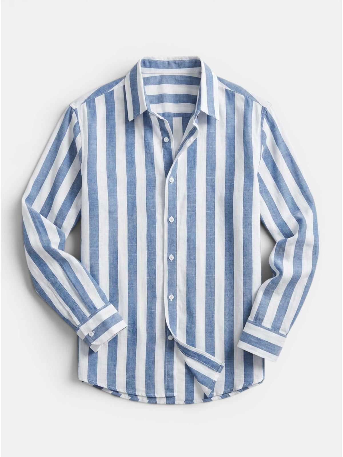Chemise rayée pour homme à boutons avec manches longues