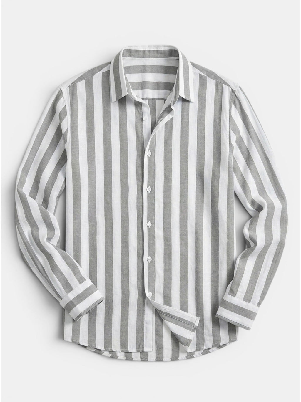 Chemise rayée pour homme à boutons avec manches longues