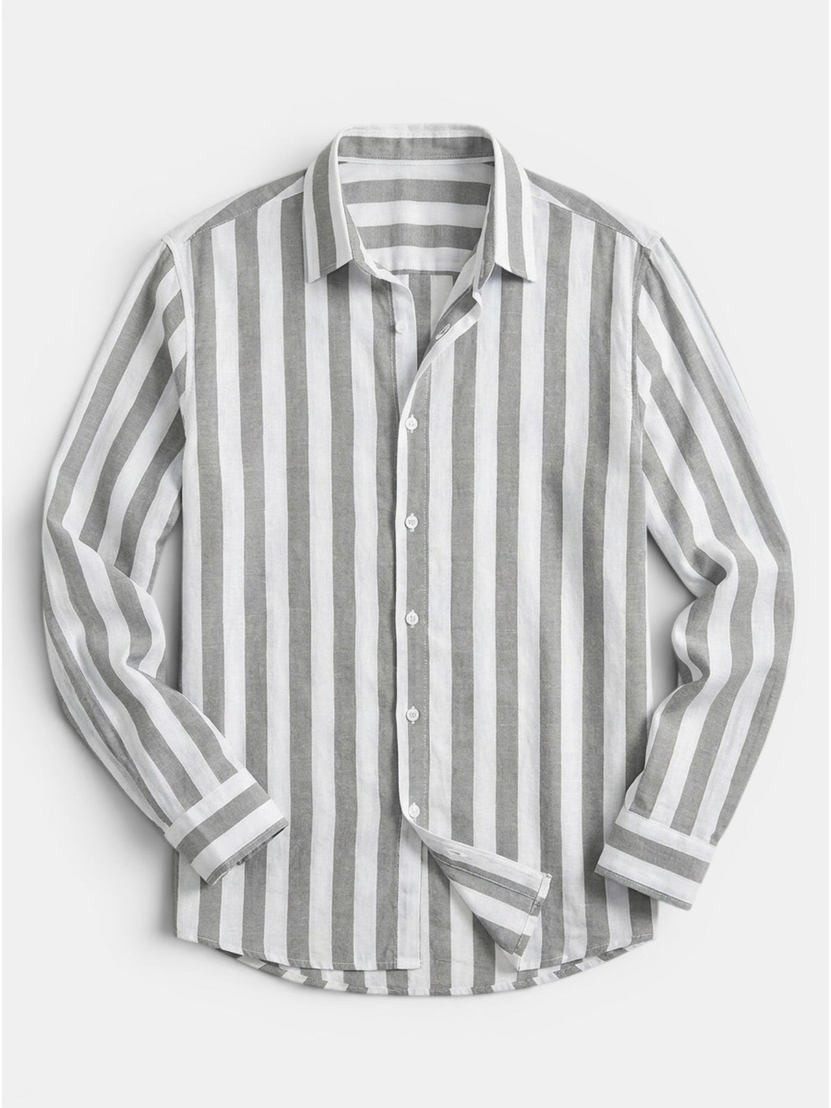 Chemise rayée pour homme à boutons avec manches longues