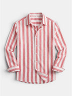 Chemise rayée pour homme à boutons avec manches longues
