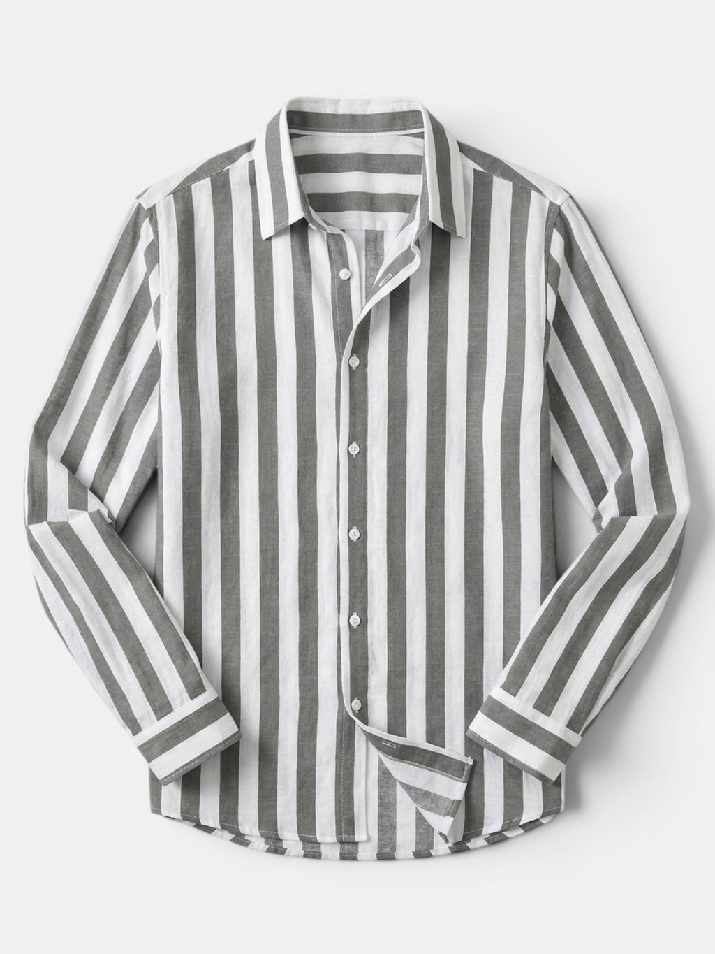 Chemise rayée pour homme à boutons avec manches longues