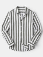 Chemise rayée pour homme à boutons avec manches longues