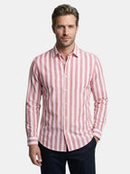 Chemise rayée pour homme à boutons avec manches longues