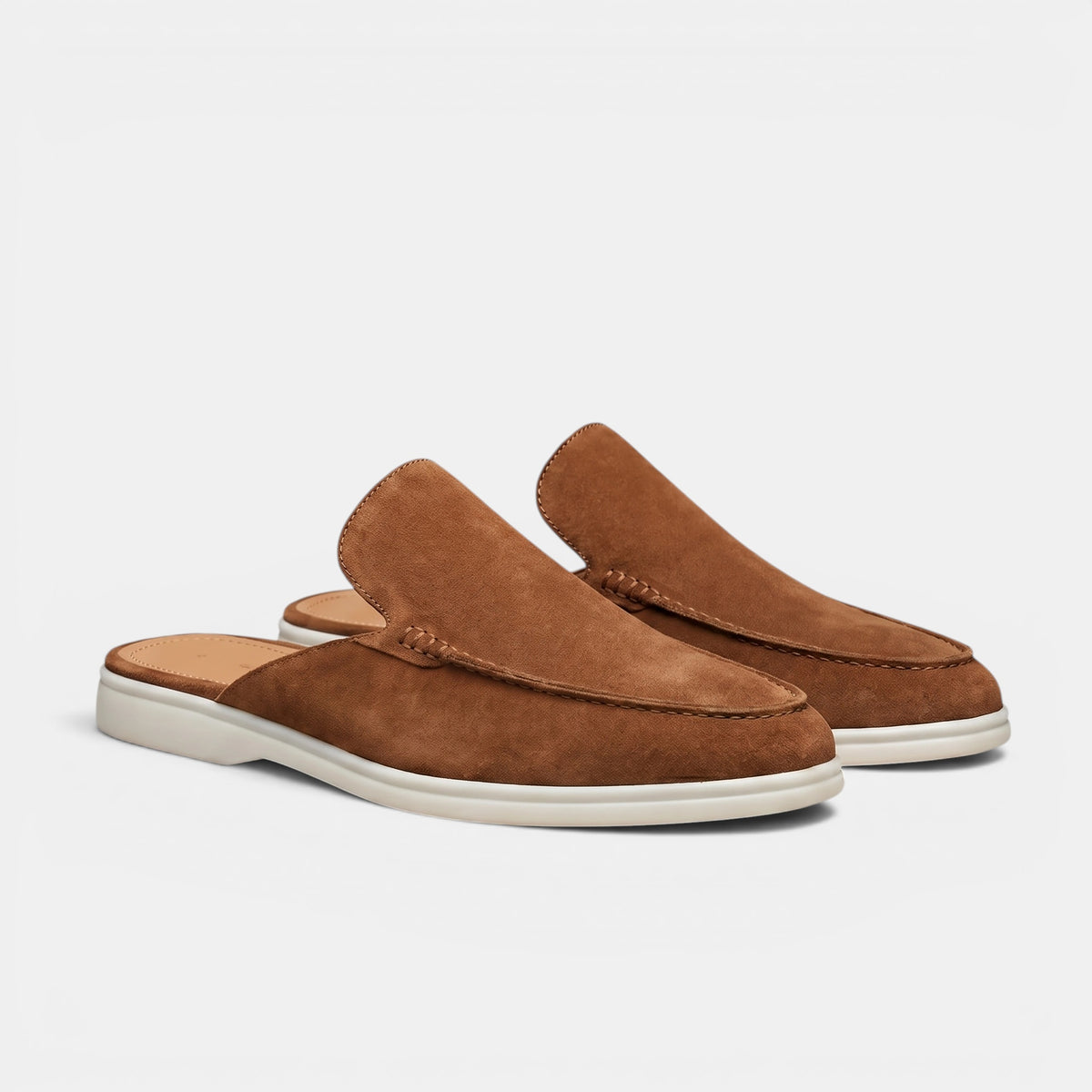 Mules mocassins pour homme sans contrefort, faciles à enfiler, avec bout tablier