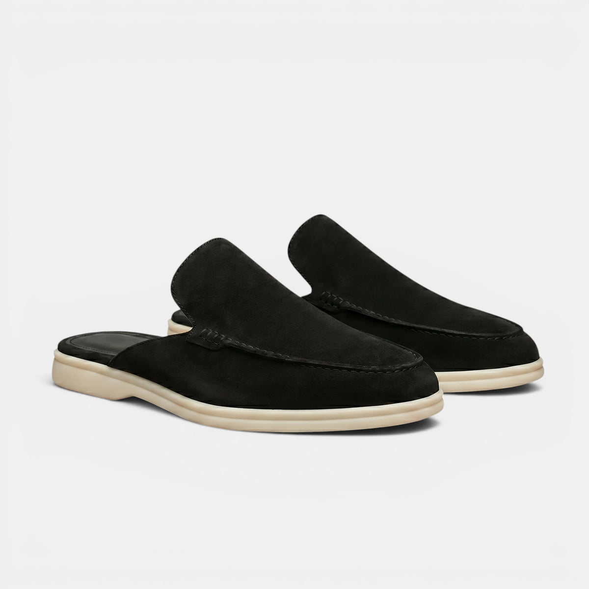 Mules mocassins pour homme sans contrefort, faciles à enfiler, avec bout tablier