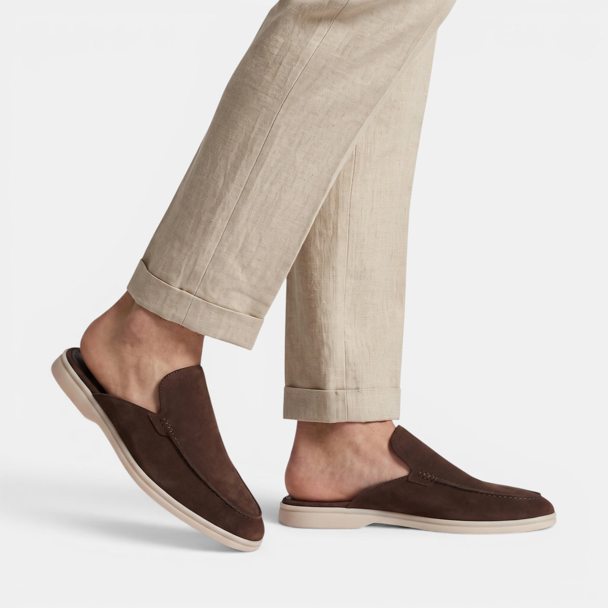 Mules mocassins pour homme sans contrefort, faciles à enfiler, avec bout tablier