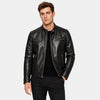 Men's Biker Jacket with Full Zip Front and Zip Pockets