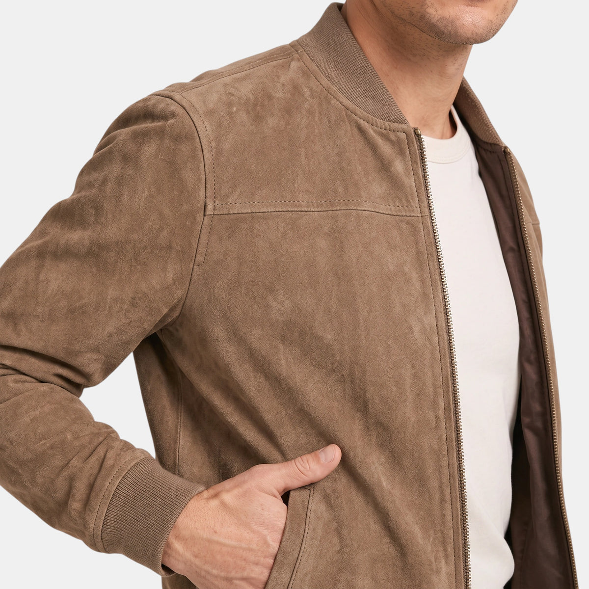 Blouson aviateur pour homme avec fermeture éclair intégrale sur le devant et col montant