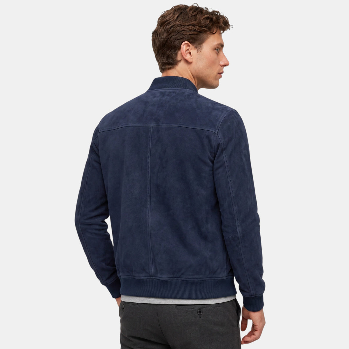 Blouson aviateur pour homme avec fermeture éclair intégrale sur le devant et col montant