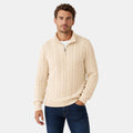 Men's Cable Knit Jumper with Half-Zip Collar and Ribbed Cuffs