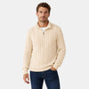Men's Cable Knit Jumper with Half-Zip Collar and Ribbed Cuffs