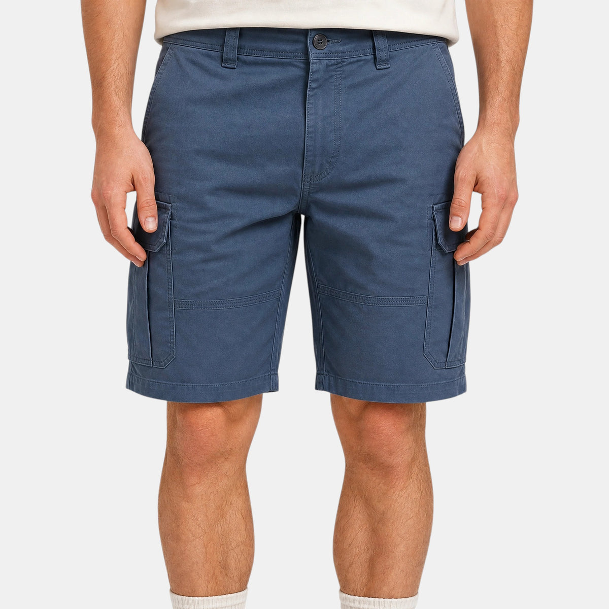Men's Cargo Shorts with Button Fastening and Flap Pockets