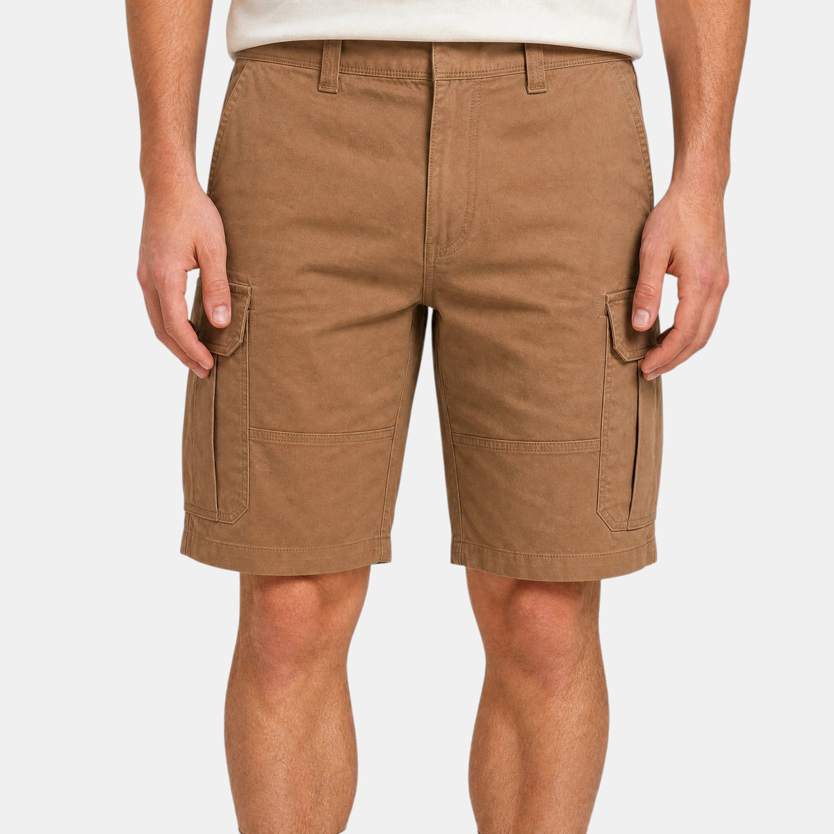 Men's Cargo Shorts with Button Fastening and Flap Pockets