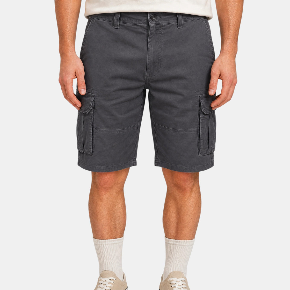 Men's Cargo Shorts with Button Fastening and Flap Pockets