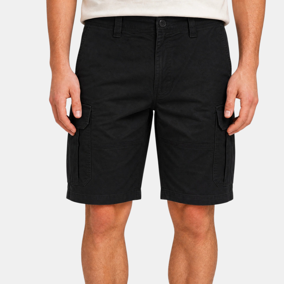 Men's Cargo Shorts with Button Fastening and Flap Pockets