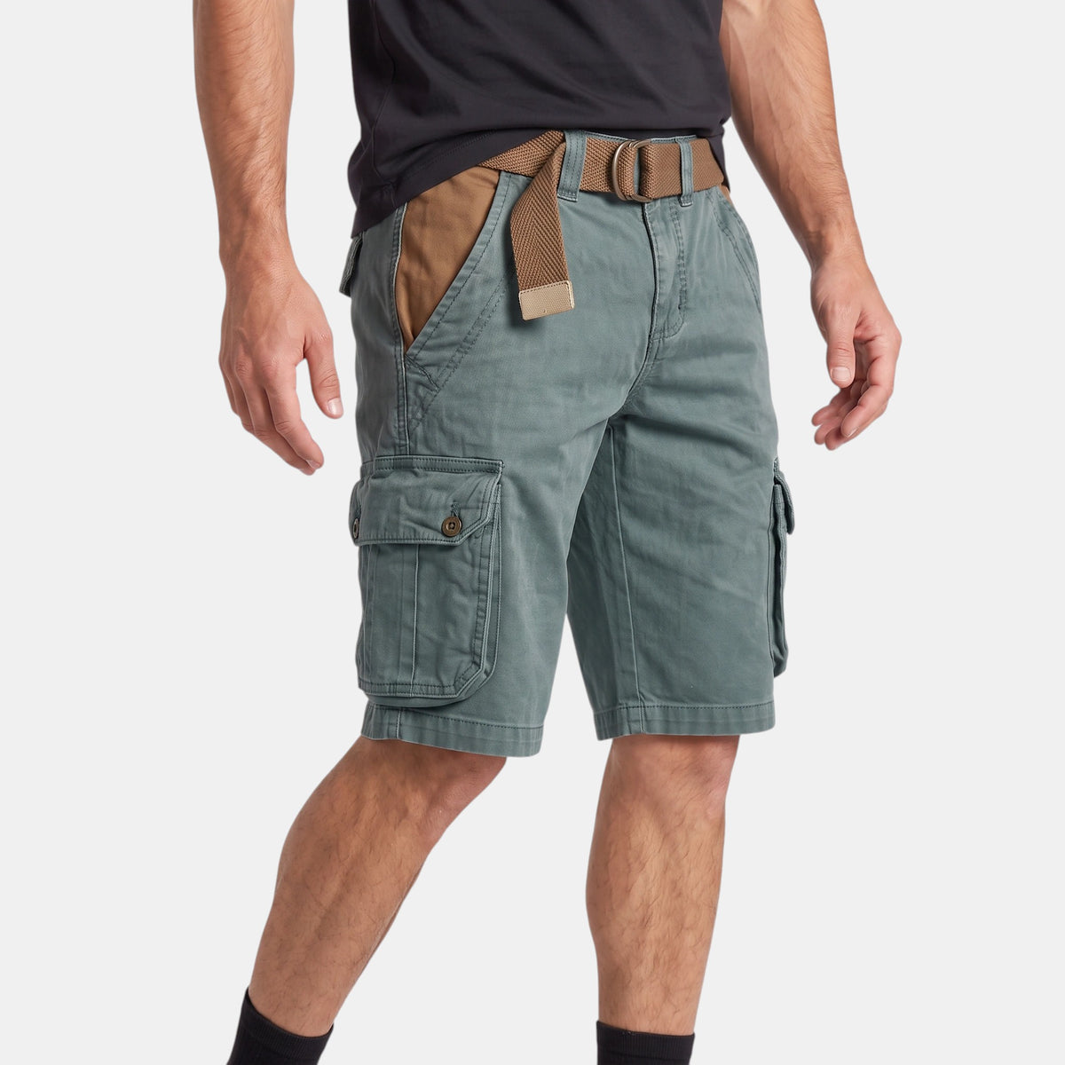 Men's Cargo Shorts with Multiple Pockets and Belt Loops