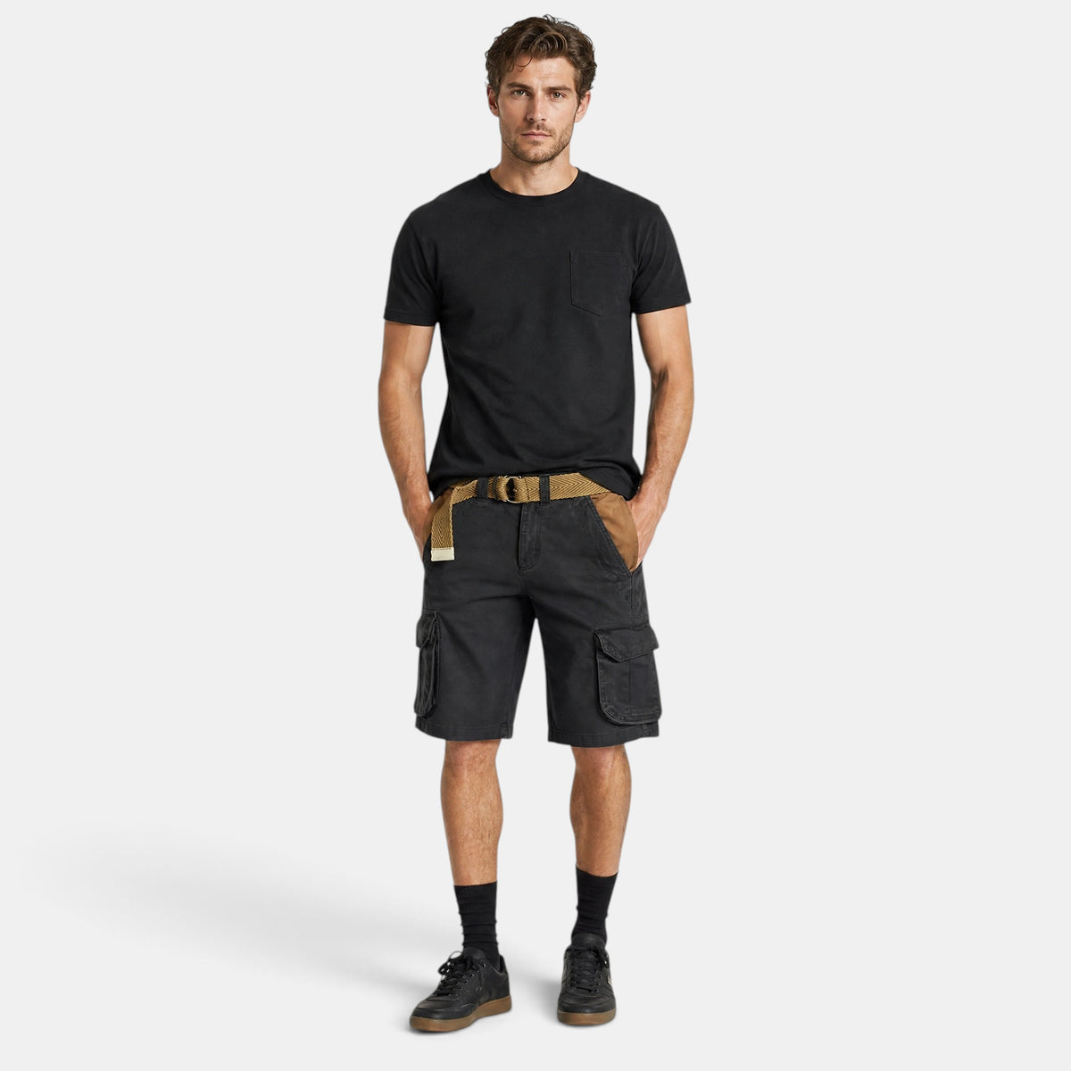 Men's Cargo Shorts with Multiple Pockets and Belt Loops