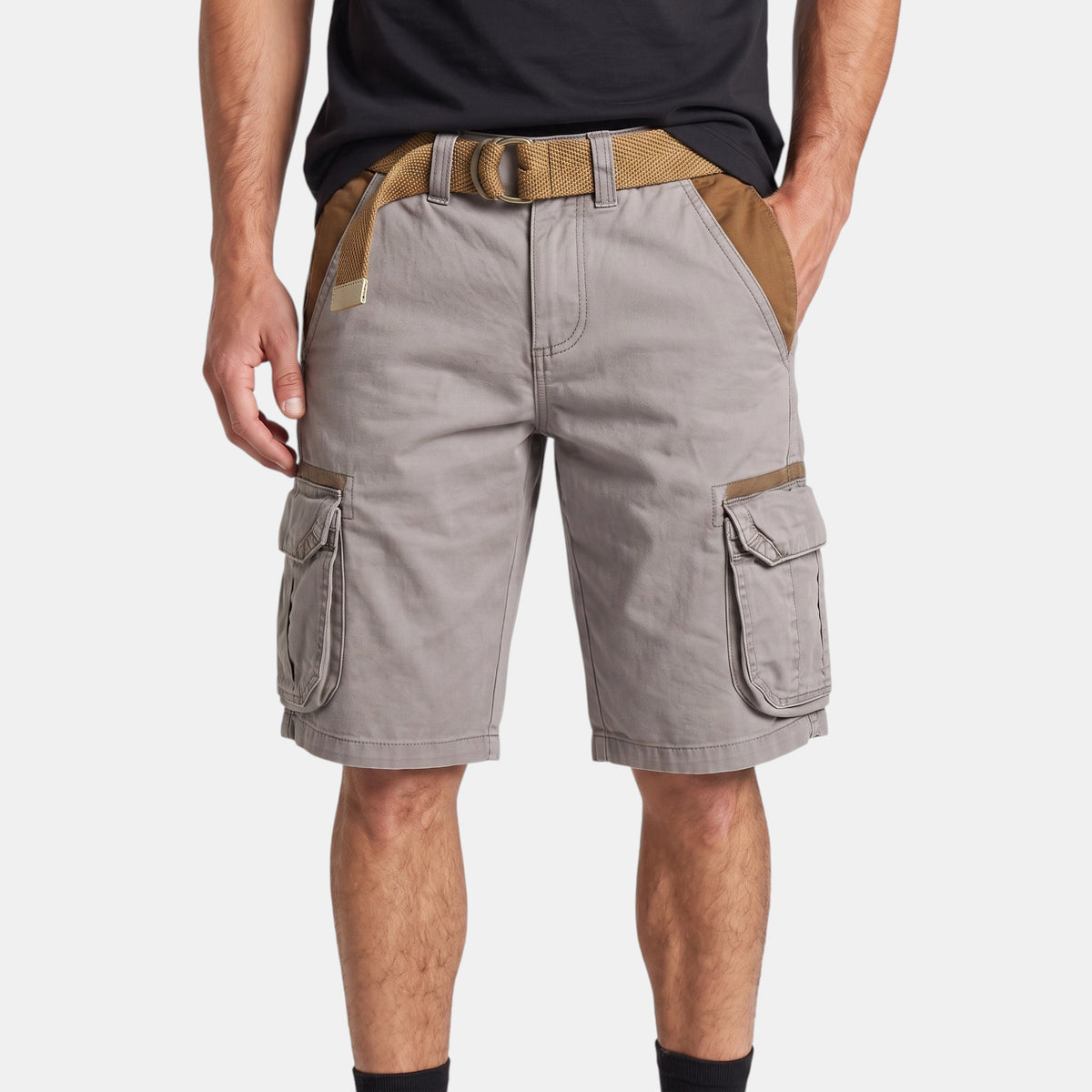 Men's Cargo Shorts with Multiple Pockets and Belt Loops